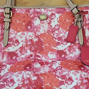 Coach Red and Pink Patterned Tote